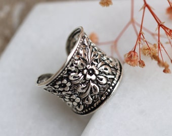 Anello Chunky In Argento Delicato, Anello Boho Argento, Anello Pollice Dichiarazione, Anello Chunky Open, Anello Boho 925 in Argento Massiccio, Regalo Festa della Mamma, Regalo Mamma