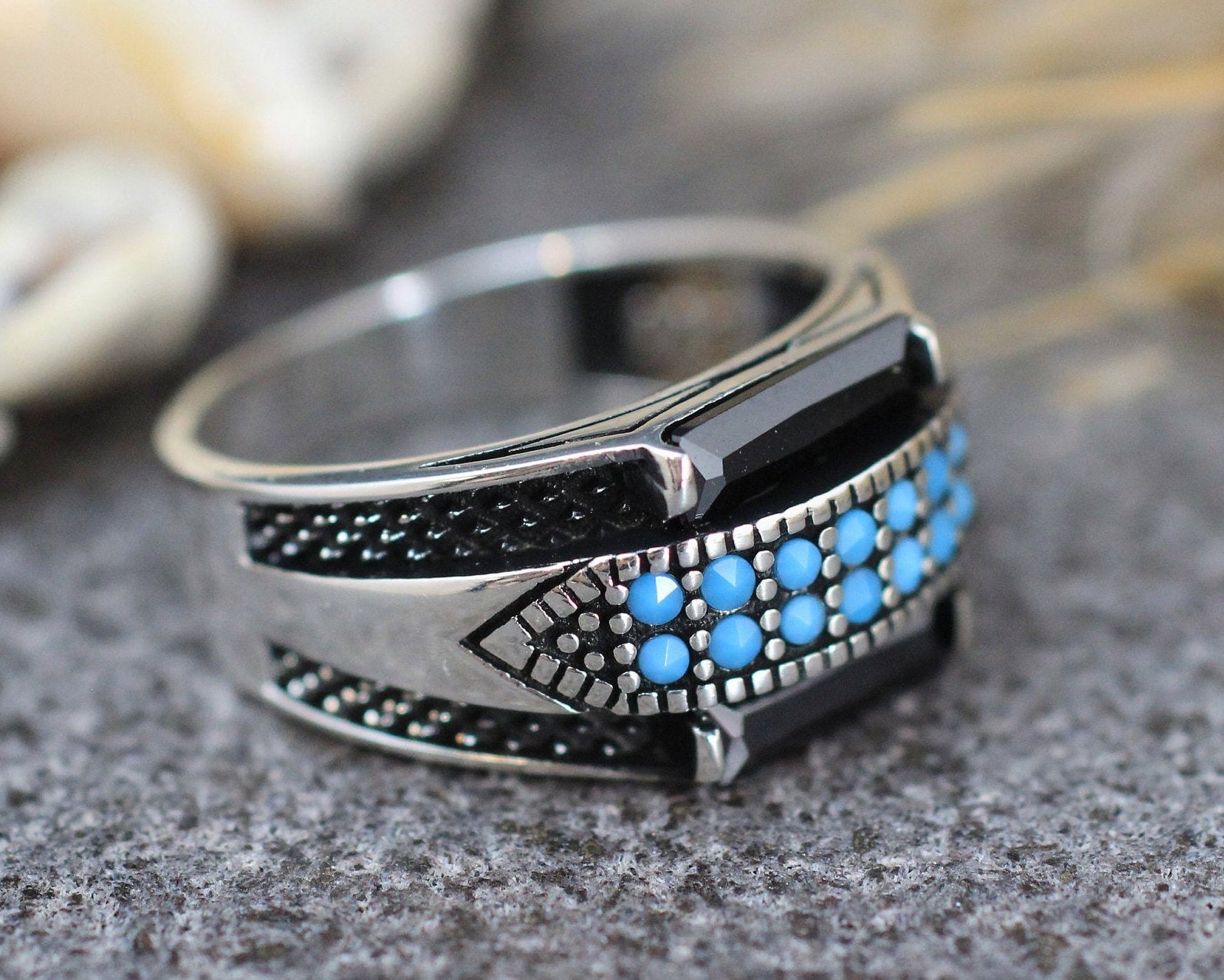 Sterling Silver 925 Turquoise Mens Ring, Turquoise Ring, Silver 925 Men ...