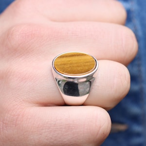 Tiger Eye Men&#39;s Ring, Signet Mens Ring, Silver Mens Ring, Ottoman Style Ring, Silver 925 Mens Ring, Gift for Husband, Gift for Him, Gift