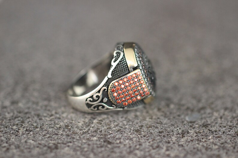 Ottoman Silver 925 Mens Ring Ruby Mens Ring Valentines Day Silver Mens Ottoman Ring Gift for Him Mens Handmade Ruby Ring