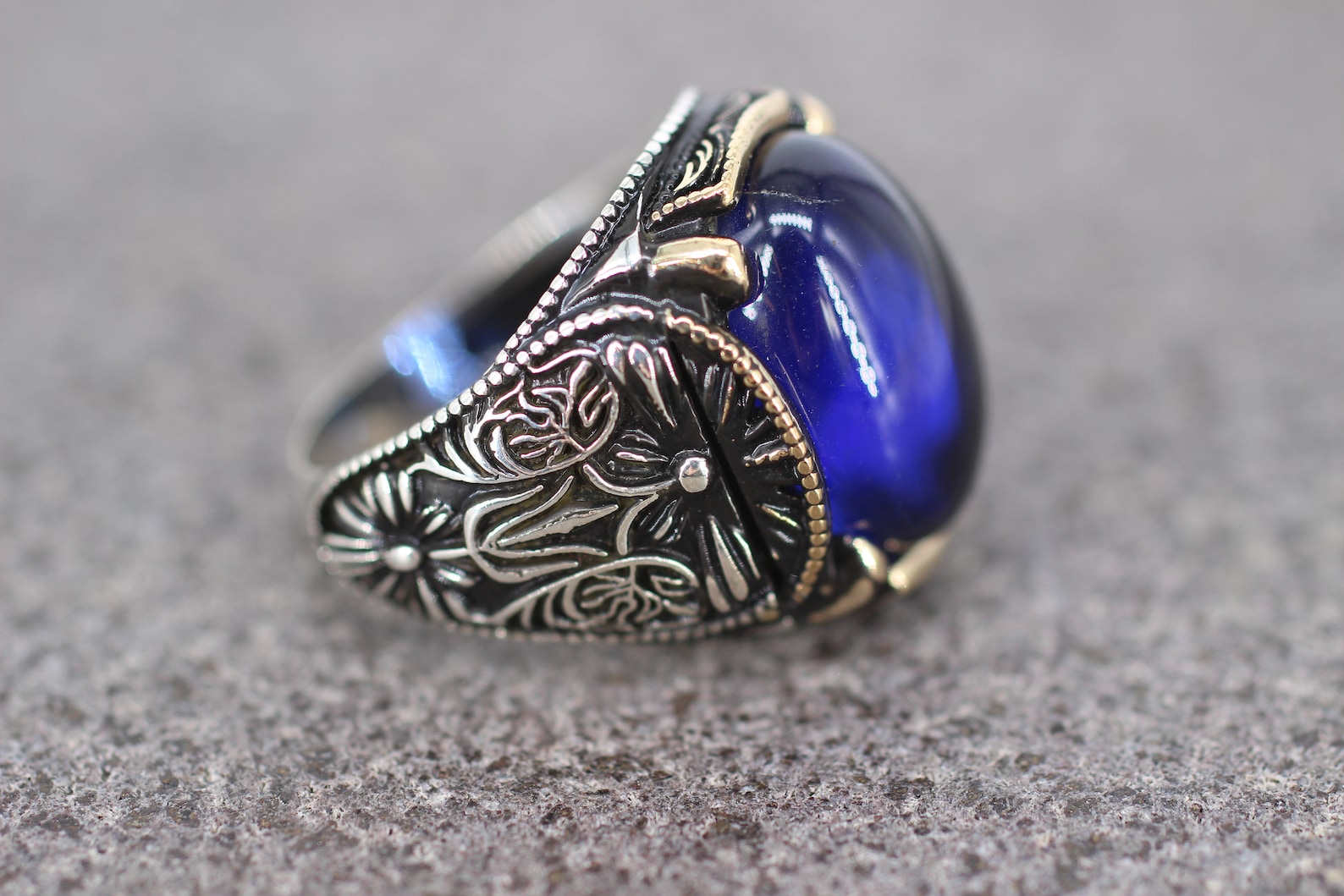 Sapphire Men's Ring 925 Sterling Silver Gift for Him Etsy