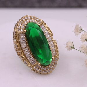Emerald Ring, Women's Silver Ring, Turkish Handmade Ring, Authentic Ring, Ottoman Ring, Ladies Ring, Gift for Mom, Turkish Jewelry, Gift