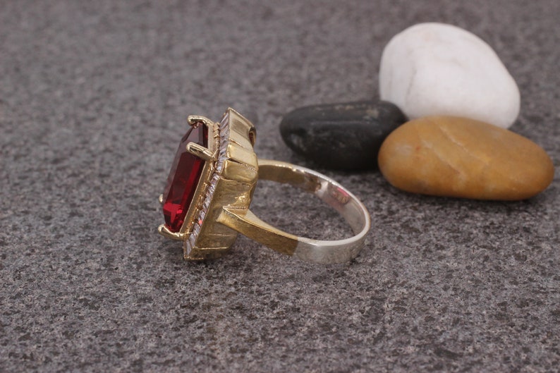 Sterling Silver 925 Ruby Zircon Handmade Ring Ottoman Style Ring Silver 925 Ring Silver Ring Ruby Ottoman Style Ring