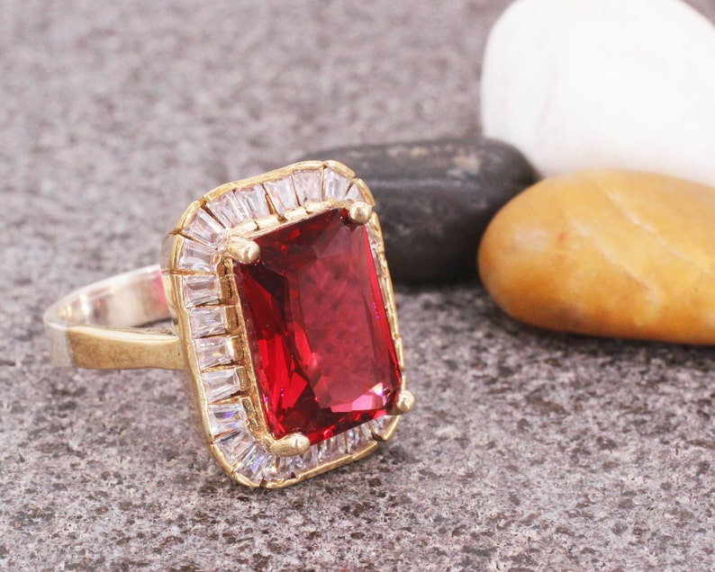 Sterling Silver 925 Ruby Zircon Handmade Ring Ottoman Style Ring Silver 925 Ring Silver Ring Ruby Ottoman Style Ring