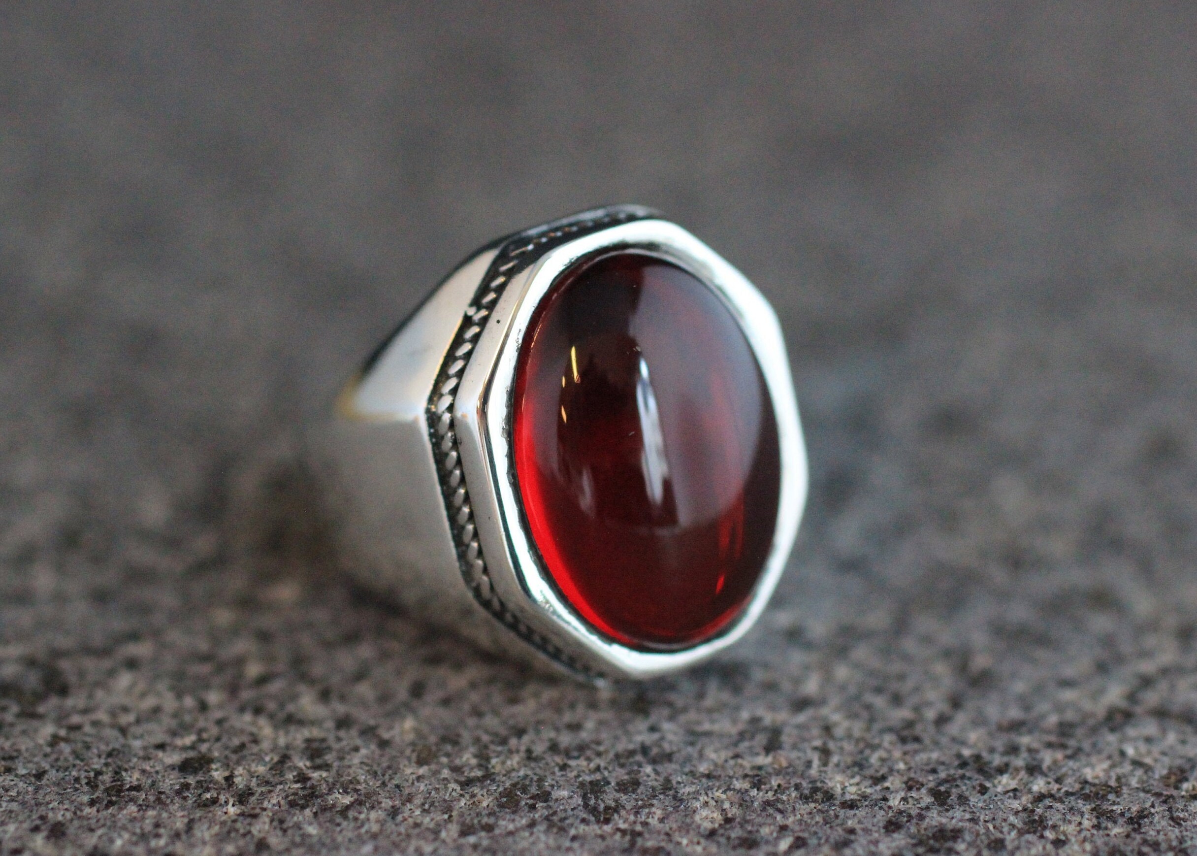 Mens Handmade Ruby Ring Ruby Mens Ring Silver Mens Ottoman | Etsy