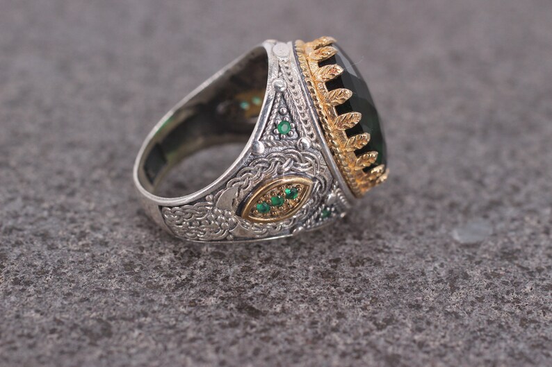 Ottoman Style Ring Silver Ring Ottoman Style Ring Silver 925 Men/'s Ring Gift for Him Sterling Silver 925 Emerald Handmade Ring