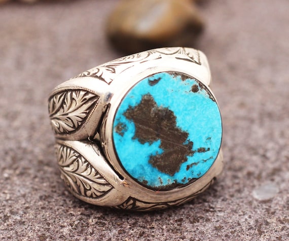 Mens Turquoise Ring Silver Ring Turquoise Men s Ring Gift for