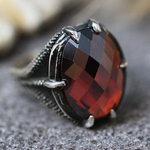 Mens Handmade Ruby Ring, Ruby Mens Ring , Silver Mens Ottoman Ring, Gift for Him, Ottoman Silver 925 Mens Ring, Valentines Day