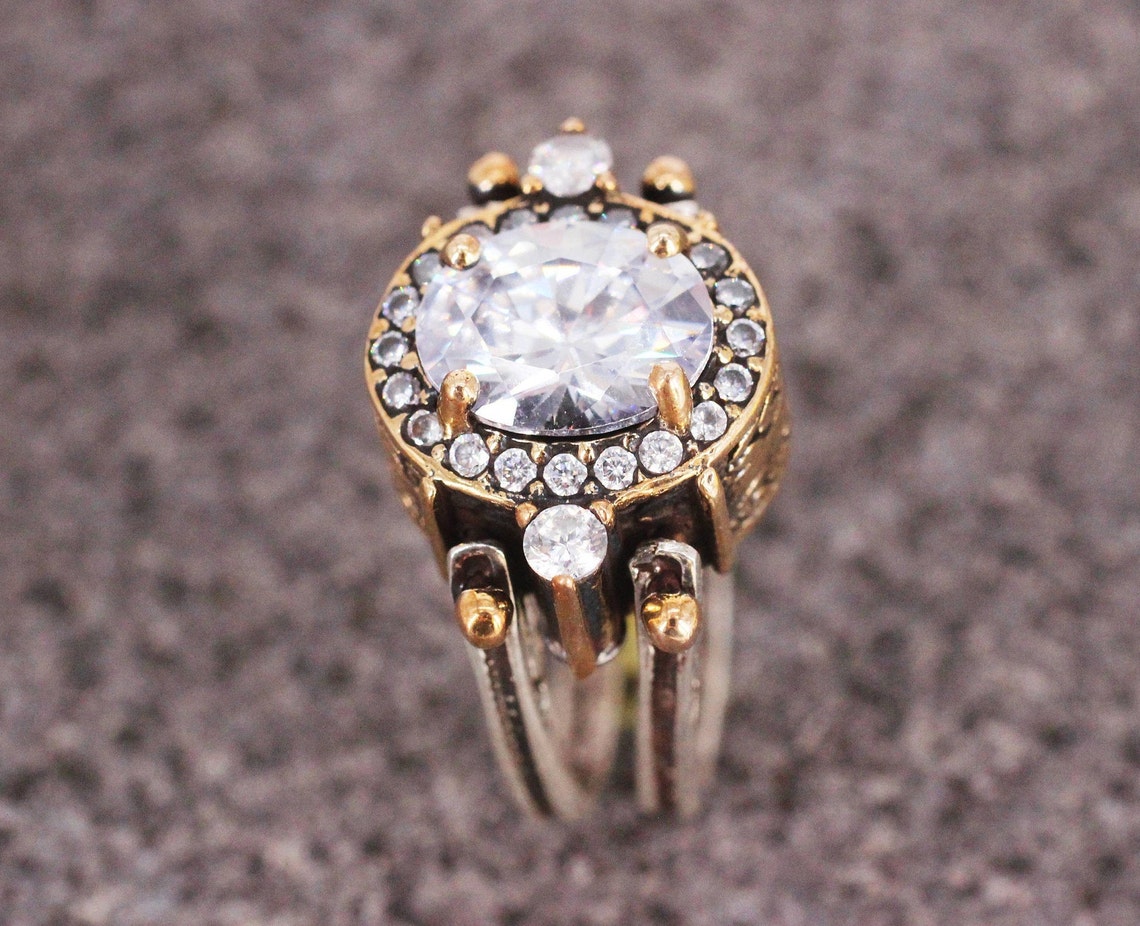 Reversible Ring, Turkish Ring Oval Zircon Ring, Gift for Her, Two in a ...