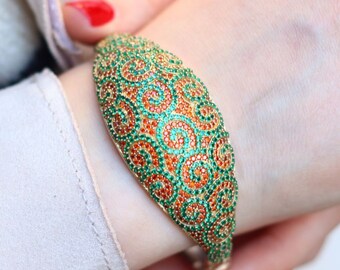 Emerald Bracelet Bangle Cuff, Ruby Bracelet, Emerald Bangle Cuff, Mothers Day Gift, Gift for her, Emerald Bracelet, Mom Gift