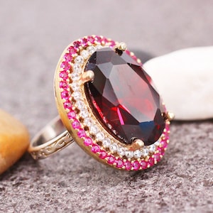 Sterling Silver 925 Ruby Handmade Ring, Ottoman Style Ring, Silver 925 Ring, Gift for her, Silver Ring, Ottoman Style Ring, Ruby Ring