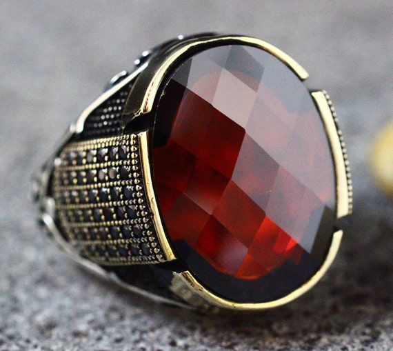 Mens Handmade Silver Ruby Ring Ottoman Style Mens Ring | Etsy