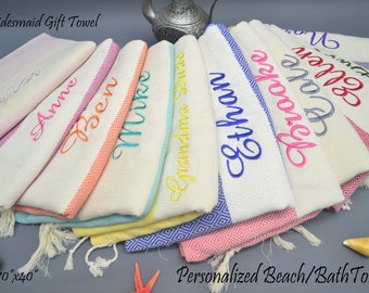 Personalized gift towel, Turkish towel, bachelorette beach towel, towel for wedding gift box, Beach blanket, Monogrammed towel, Beach towel