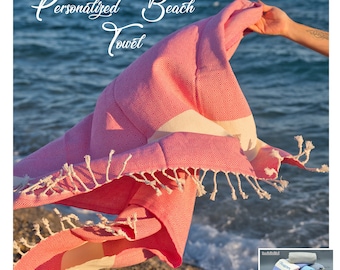 Personalized Turkish Beach Towel, Monogrammed Cotton Wedding Gift