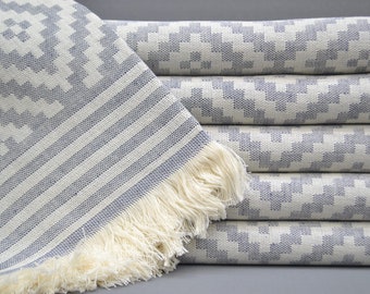 navy and gray bath towels