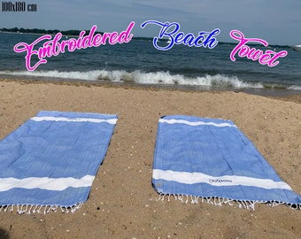 Bridesmaid Gift, Bachelorette party favor, Turkish Beach Towel, Personalized gift, bridal shower gift, Wedding gift, Gift for her, home gift
