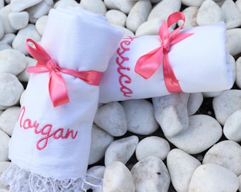 Personalized Turkish Beach Towel, Bridesmaid Gift, Personalized Gift, gift for her, Wedding Gifts, Girls Trip gift, Bachelorette Party Favor