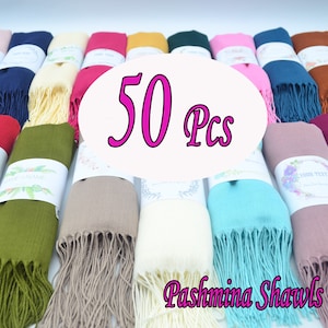 50 pezzi di scialle in pashmina per matrimonio, scialle per damigella d'onore, bomboniera per addio al nubilato, carta da regalo natalizia personalizzata, bomboniera per ospite all'ingrosso