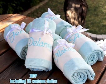 Toalla de playa turca personalizada, regalo para el Día de la Madre, regalo para damas de honor, regalo de boda, toalla de regalo personalizada, toalla de fiesta con monograma.