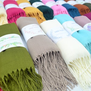 Pashmina Shawl for Wedding, Bridesmaid Shawl, Bridal Shower Favor, Personalized Wrap, Custom Wedding Gifts , Wedding Favor for Guest in Bulk