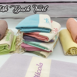PERSONALIZED BEACH TOWEL, Embroidery turkish towel, Personalized Gifts, Beach bridal party towel, Bachelorette Party, Wedding Custom Gifts