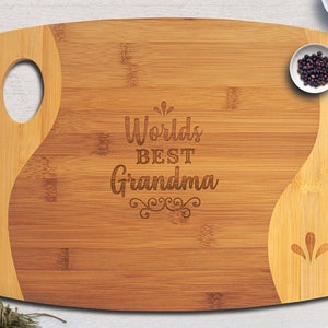 Bamboo Two Tone Cutting Board with Handle cutting board personalize, cheese board personalize, bread board, monogram bread board image 1