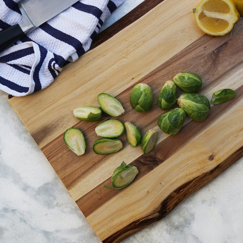 Personalized Raw Edge Acacia Cutting Board, Natural Live Edge Wood ...