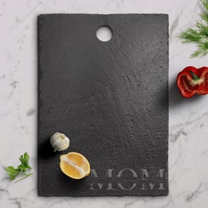 Personalized Rectangle Slate Cutting Board, Custom Engraved Charcuterie Tray, Wedding Gift or Realtor Closing Gift, Rustic Home Decor