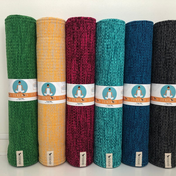 Eco-friendly cotton yoga mats, anti-slip, hand woven and washable