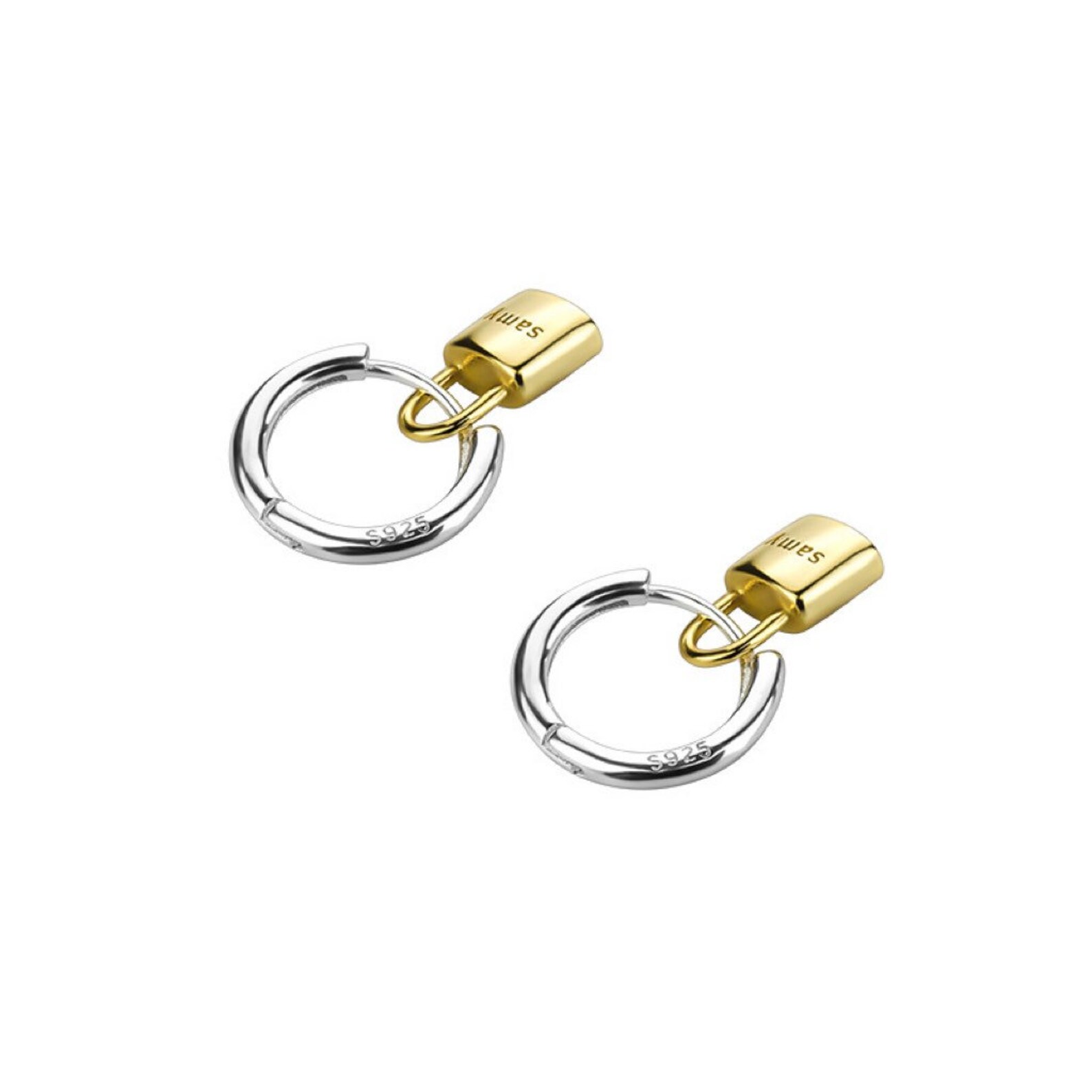 Titanium Steel Gold Lock Dangle Drop Earrings for Men - Etsy