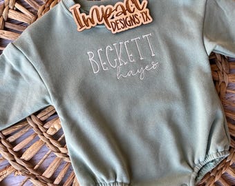 Mono de sudadera bordado a medida, burbuja de bebé con monograma, regalo de bebé con monograma, burbuja personalizada