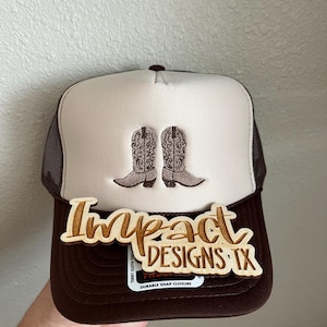 Cowboy Boot Design Trucker Hat, Cowgirl Hat, Cowgirl Trucker Hat, Minimalist hat, Trucker Hat, cowboy hat, boots hat, boot foam front