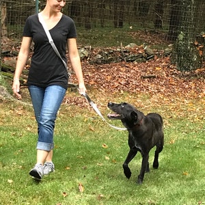 Hands Free Dog Leash with Traffic Handle - Adjustable Over the Shoulder Leash - Cross Body Nylon Leash - Big Dog leash with Traffic Handle