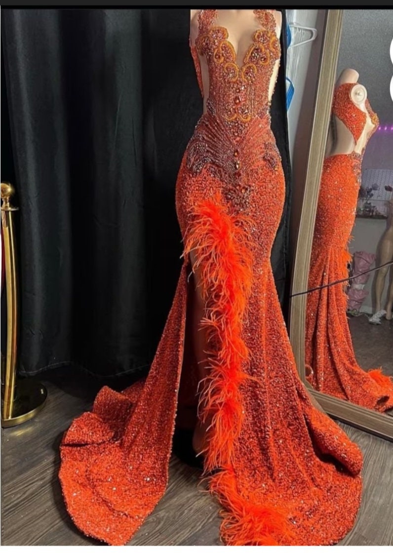 Burnt orange best sale prom dress 2018