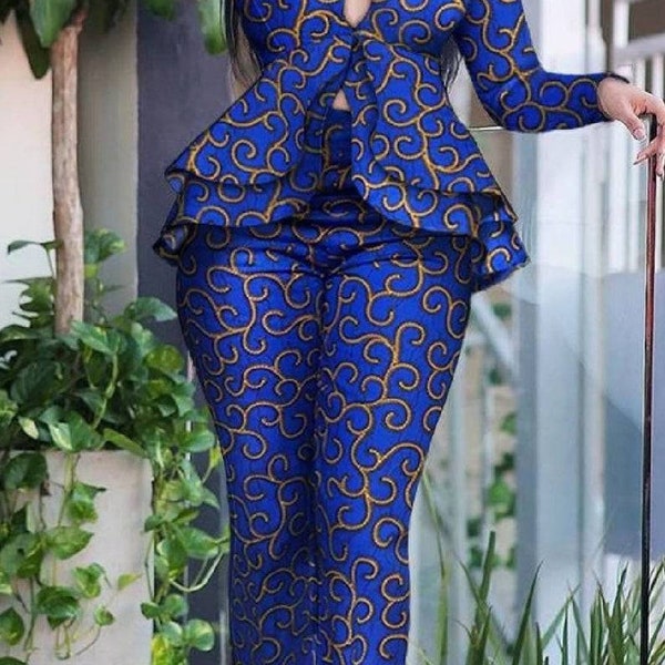 African jacket and trousers for women,African two piece, women dress,Ankara pants and jackets , homecoming dress,African dress sets