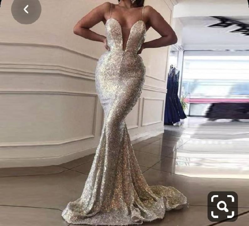 Nude sequin dinner dress Prom dress Reception dress for | Etsy