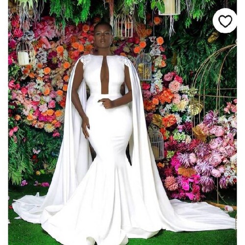 White Wedding Dress With Cape African Wedding Dress Prom - Etsy