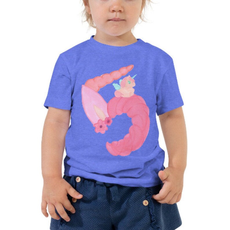 5th Birthday Shirt Girl Unicorn Blue Toddler Short Sleeve Tee Etsy