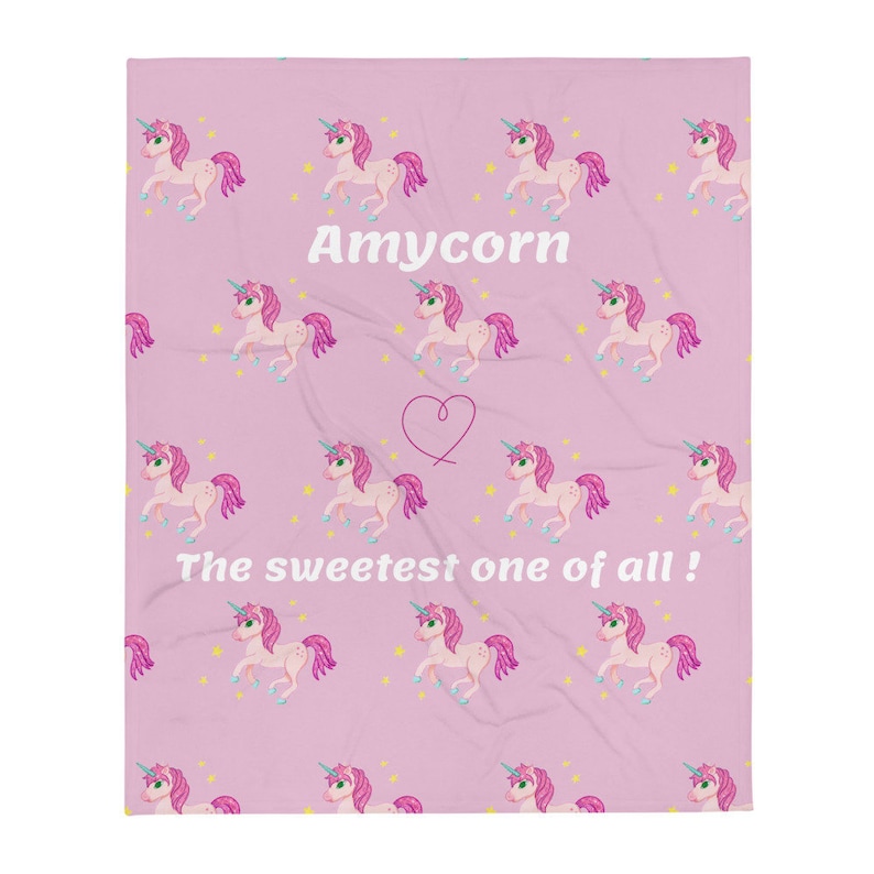 Personalized warm blanket unicorn Soft throw blanket for girl Name of girl on blanket Custom Unicorn Throw Blanket Name Blanket Unicorn