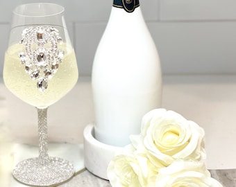 Glam Crystal Rhinestone Wine Glasses -Glam Crystal Wine Glass / Diamond Wine Glass / Gold Wine Glass / Silver Wine Glass / Bling Wine Glass
