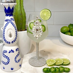 Glam Crystal Rhinestone Wine Glasses - Glam Crystal Wine Glass / Diamond Wine Glass / Gold Wine Glass / Silver Wine Glass / Bling Wine Glass