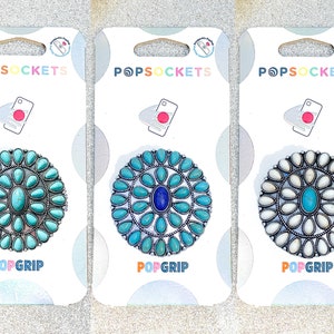 Concho Popsocket - Turquoise Popsocket / Western Rodeo Popsocket / Ivory Phone Grip / Turquoise Stone / Silver Metal Popgrip / Country Phone