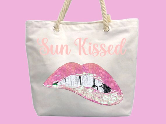 Sequin Lips Tote Bag Sequin Lips Bag Red Lips Bag Pink Etsy