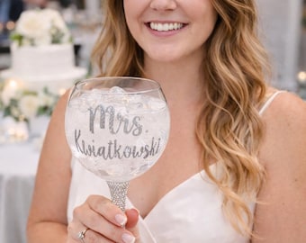Custom Name Personalized Silver and Gold Rhinestone Wine Glasses -Custom Wine Glass / Gold Wine Glass / Silver Wine Glass / Bling Wine Glass