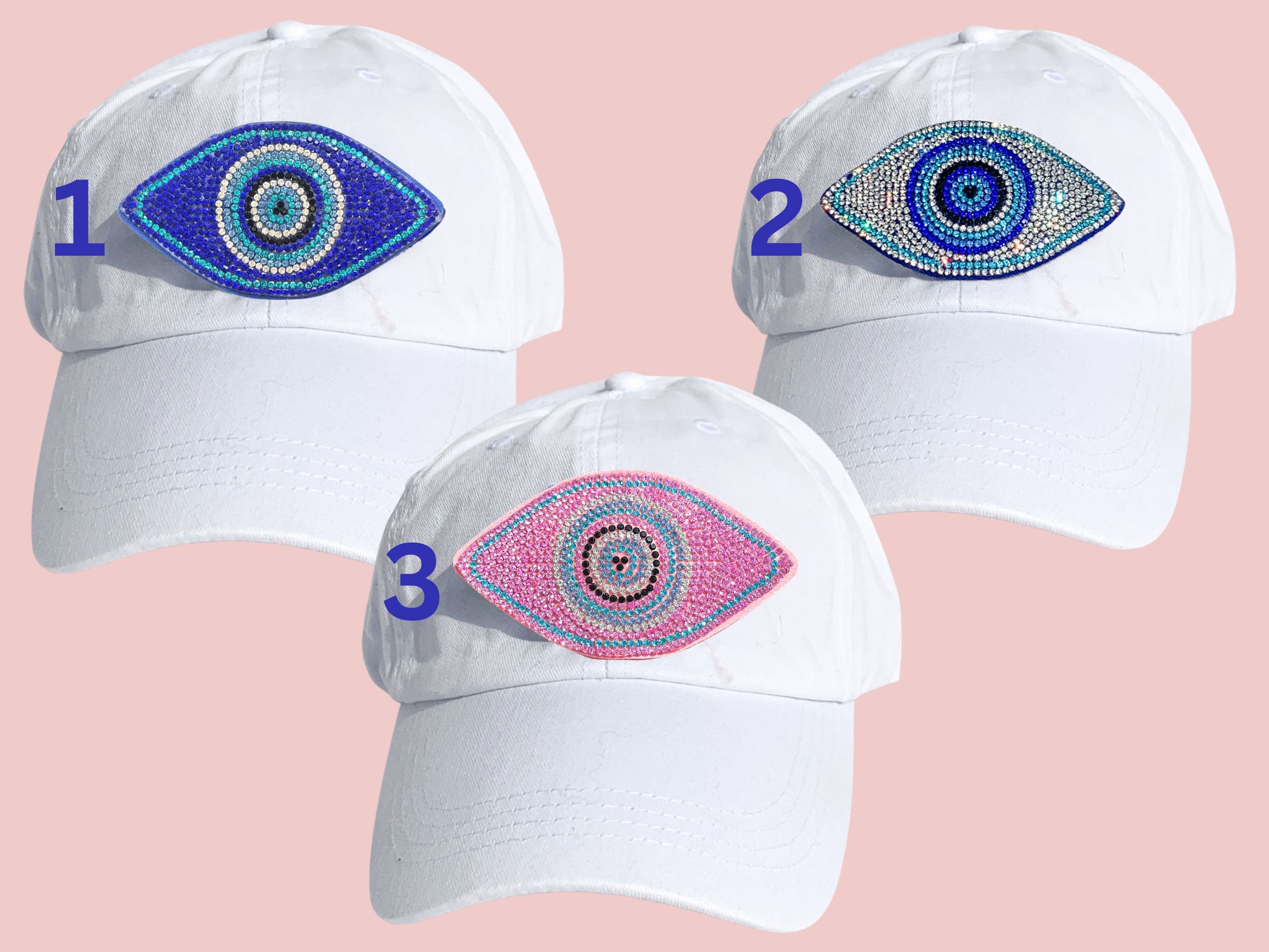 Rhinestone Evil Eye High Ponytail Baseball Hat -bling Evil  display picture 2
