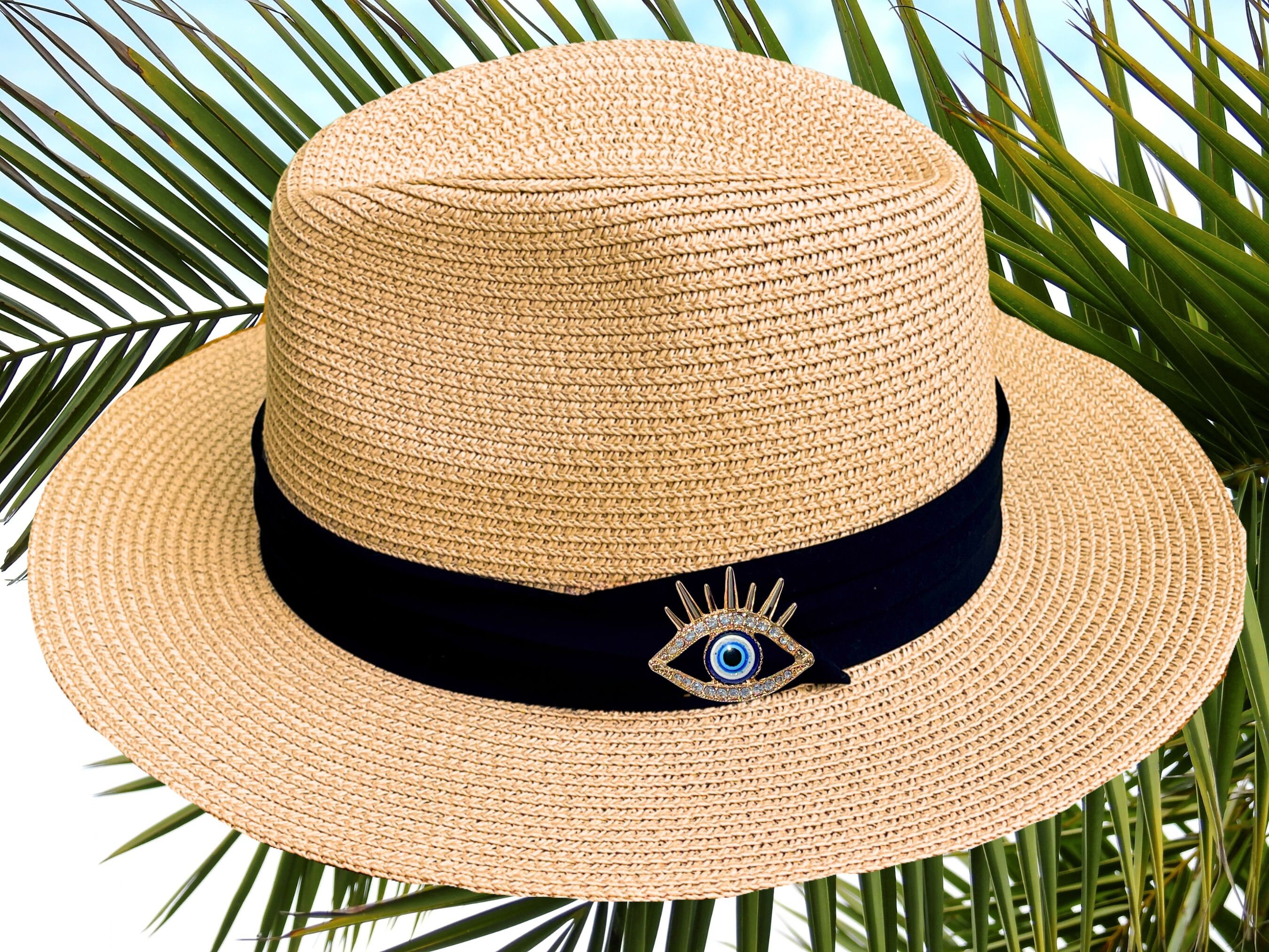 Evil Eye Panama Hat - Custom Hat / Panama Sun Hat / Bling  display picture 3