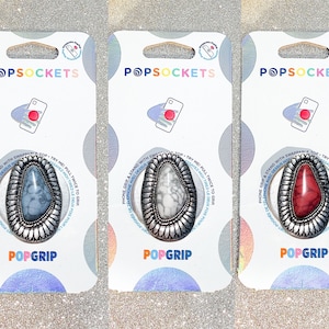 Silver and Marble Popsocket - Concho Popsocket / Blue Marble Phone Grip / White Marble Phone Grip / Red Marble Phone Grip / Silver Pop Grip