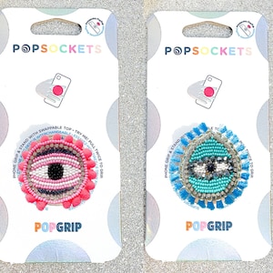 Roze of Blauwe Evil Eye Popsocket - Beaded Popsocket / Strass Popsocket / Roze Evil Eye / Blue Evil Eye Phone Grip / Rhinestone Evil Eye