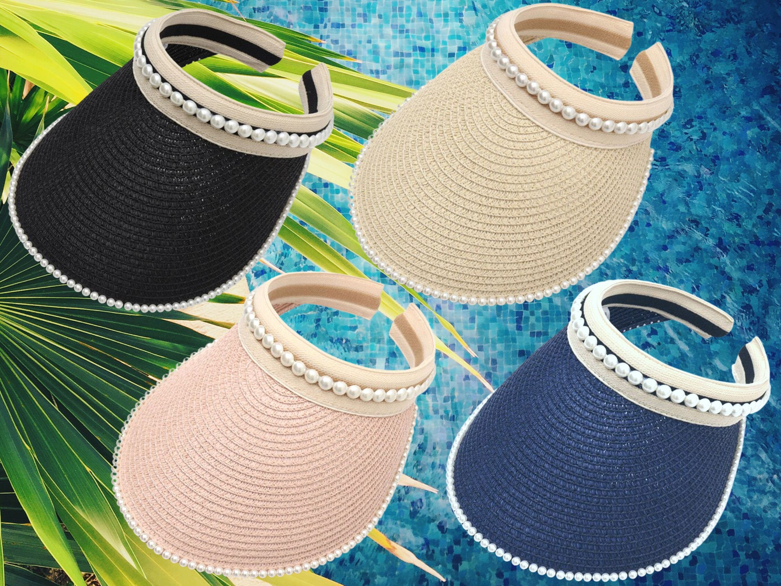 Womens Navy Straw Hat - Etsy display picture 1