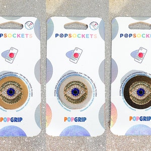 Groene en blauwe strass boze oog popsocket - bling popsocket / strass popsocket / groen boze oog / blauw boze oog / boze oog telefoongreep